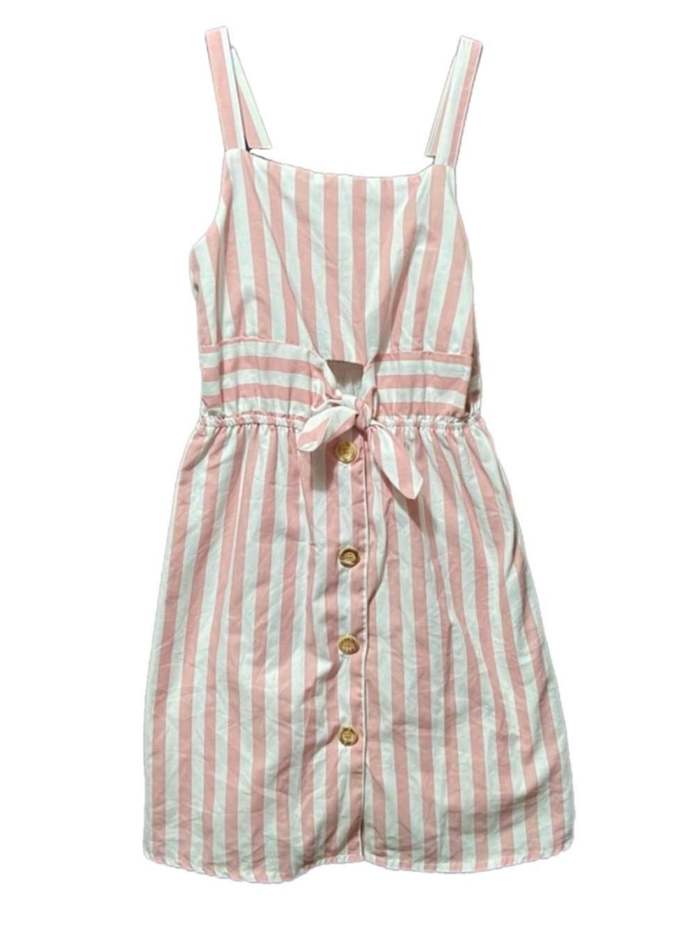 Trende Girls Striped Pink/White Coquette Front Bow Sleeveless Lined Sz 7 Coastal